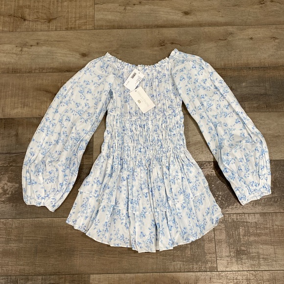 NWT Caroline Constas Sage of the shoulder floral cotton mini dress - Picture 3 of 5